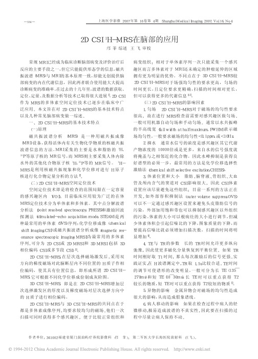 2DCSI_1H_MRS在脑部的应用_邝菲