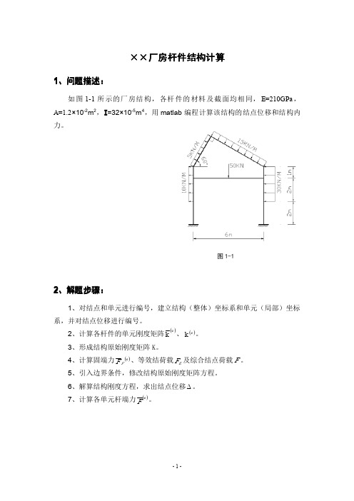 平面杆件结构计算 matlab