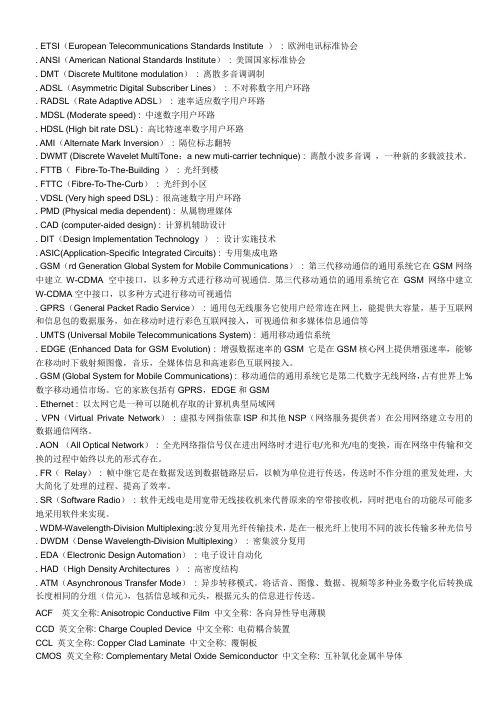 常用电子术语英文