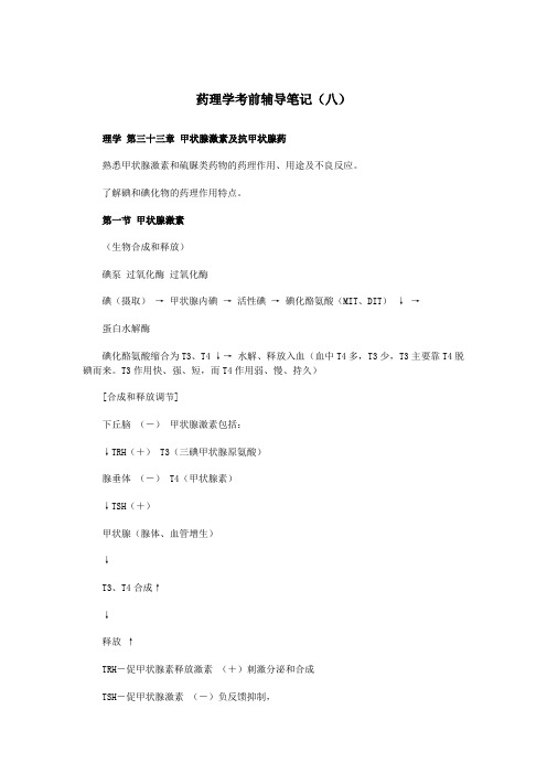 最新药理学考前辅导笔记(八)