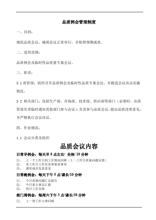品质例会管理制度