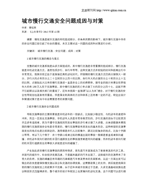 城市慢行交通安全问题成因与对策