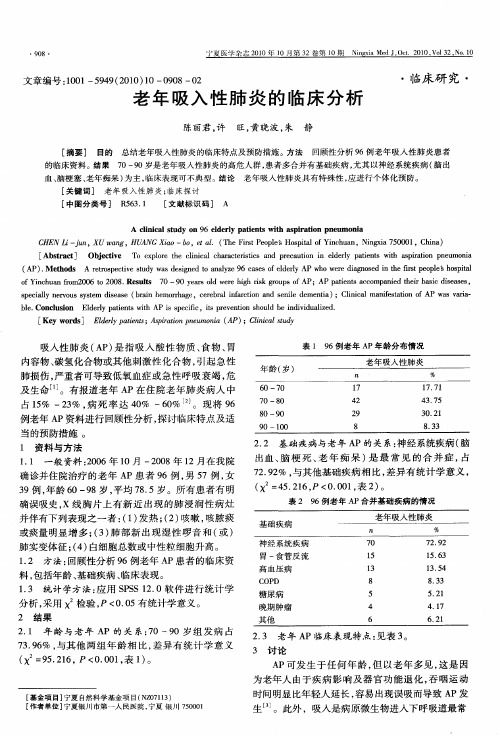 老年吸入性肺炎的临床分析