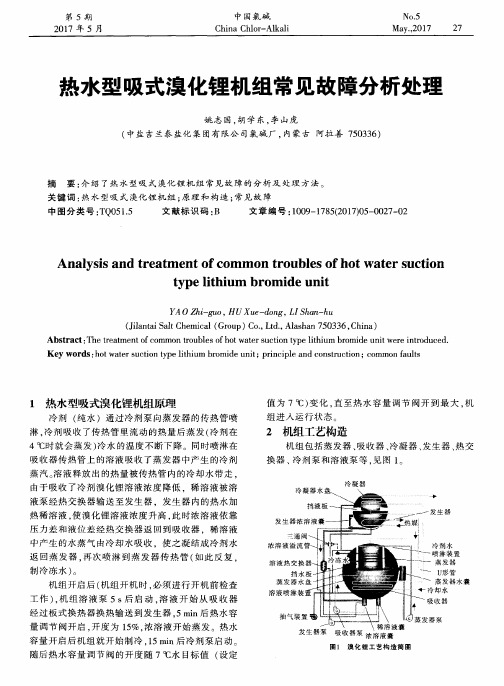 热水型吸式溴化锂机组常见故障分析处理