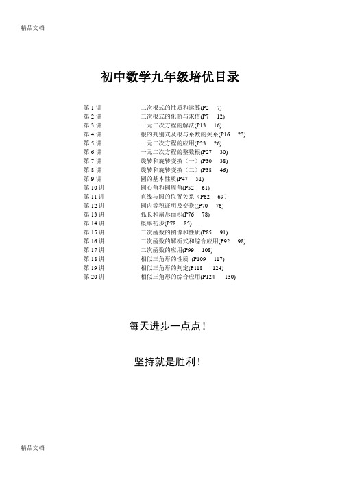 最新【精华篇】初中数学九年级培优教程整理(全)