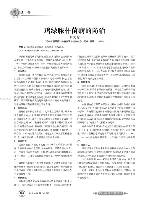 鸡绿脓杆菌病的防治
