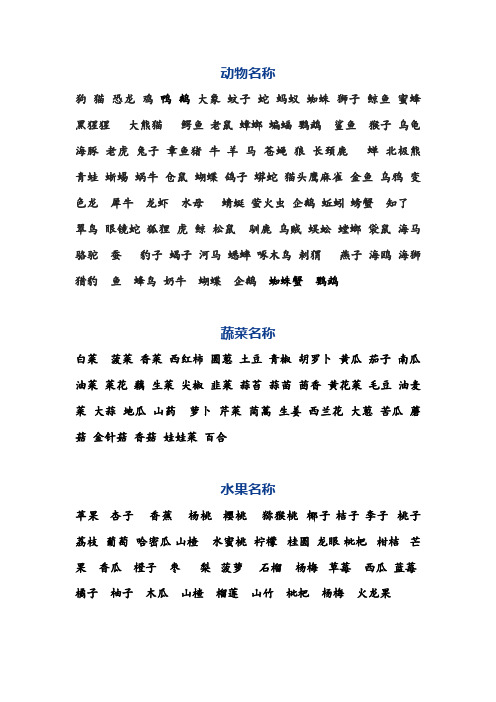 动物名称