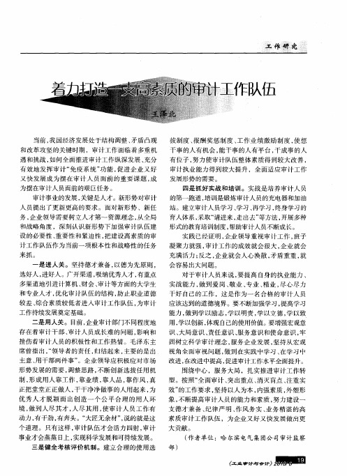 着力打造一支高素质的审计工作队伍