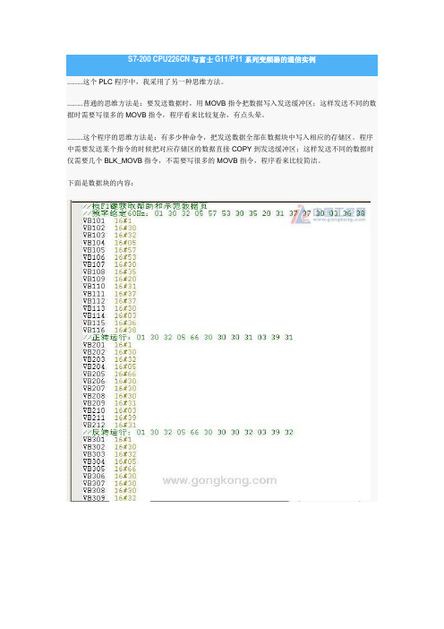 S7-200 CPU226CN与富士G11—P11系列变频器的通信实例