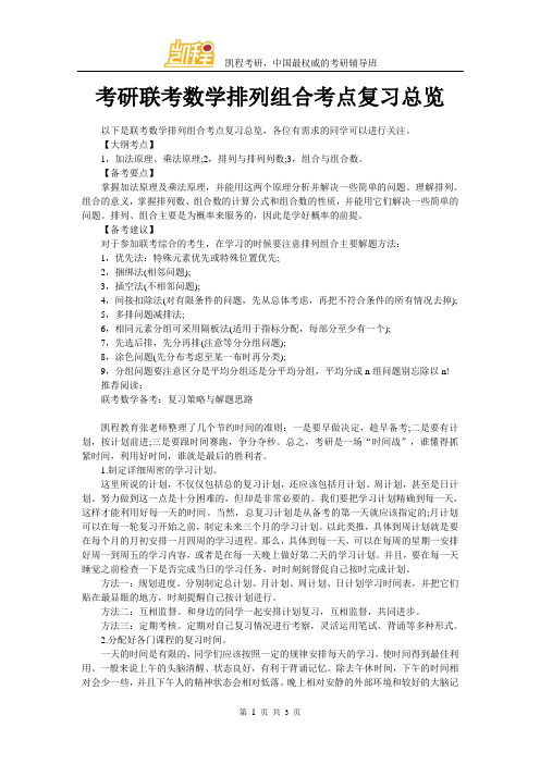 考研研联考数学排列组合考点复习总览