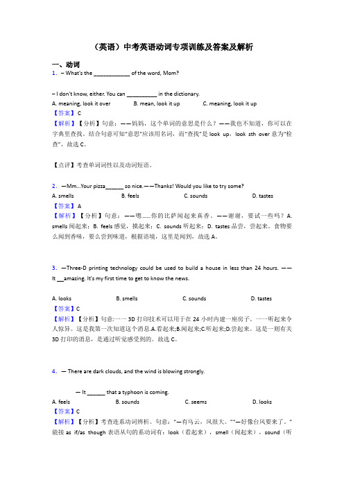 (英语)中考英语动词专项训练及答案及解析
