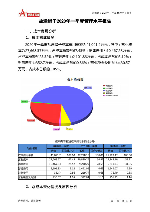 盐津铺子2020年一季度管理水平报告