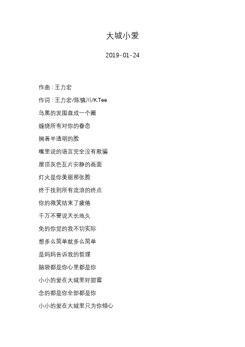 王力宏—大城小爱—歌词