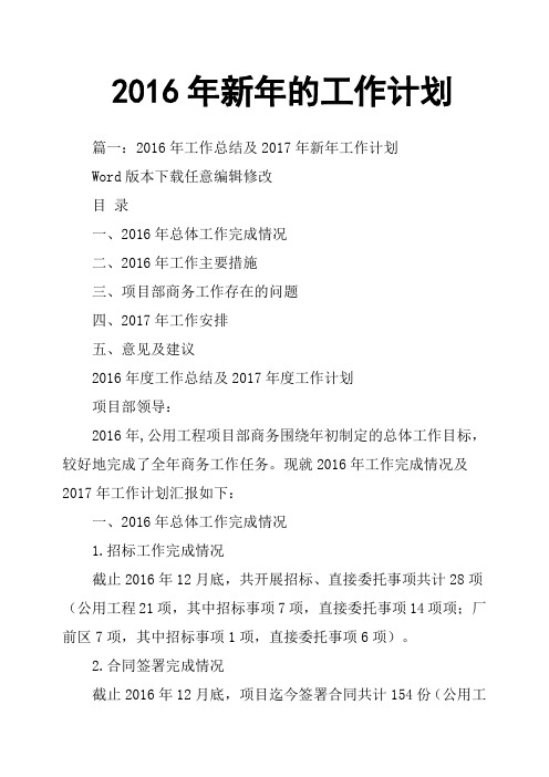 2016年新年的工作计划