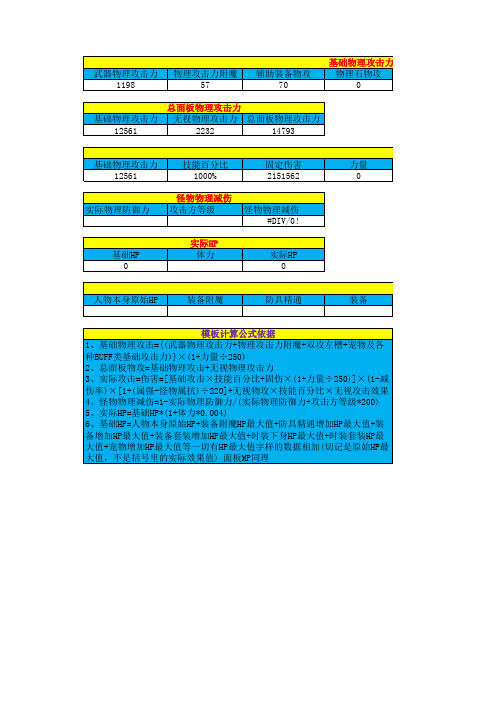 DNF伤害计算模板