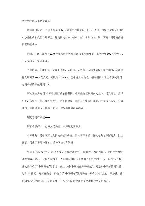 河南谋划“中原崛起”(回眸十一五 展望十二五)