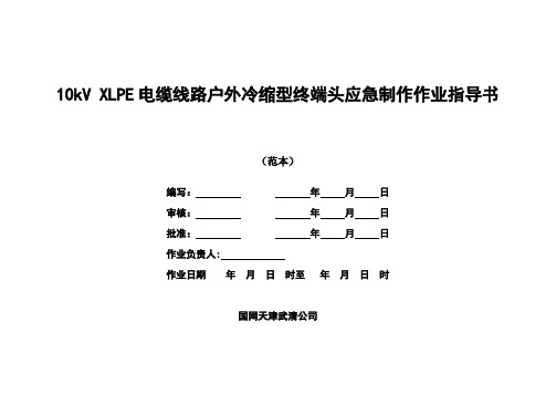 10kV XLPE电缆线路户外冷缩型终端头应急制作作业指导书