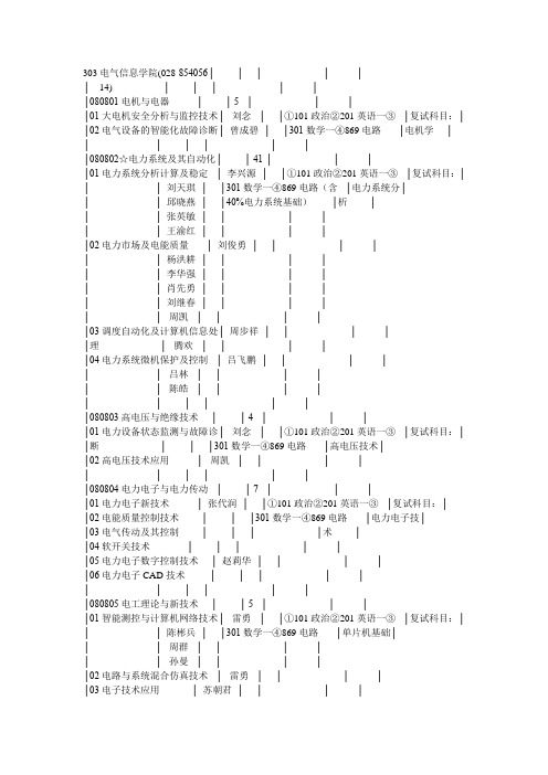 四川大学电气信息学院研究所专业目录