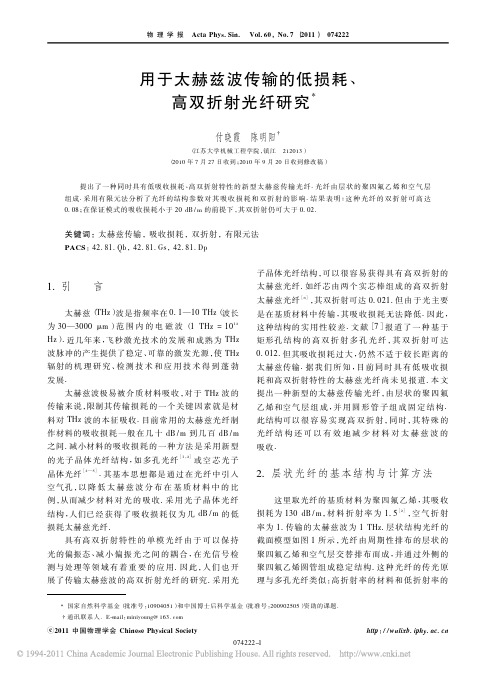 用于太赫兹波传输的低损耗_高双折射光纤研究_付晓霞
