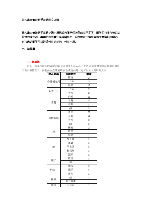 无人岛大冒险最全攻略(没有之一绝对最全!!!)