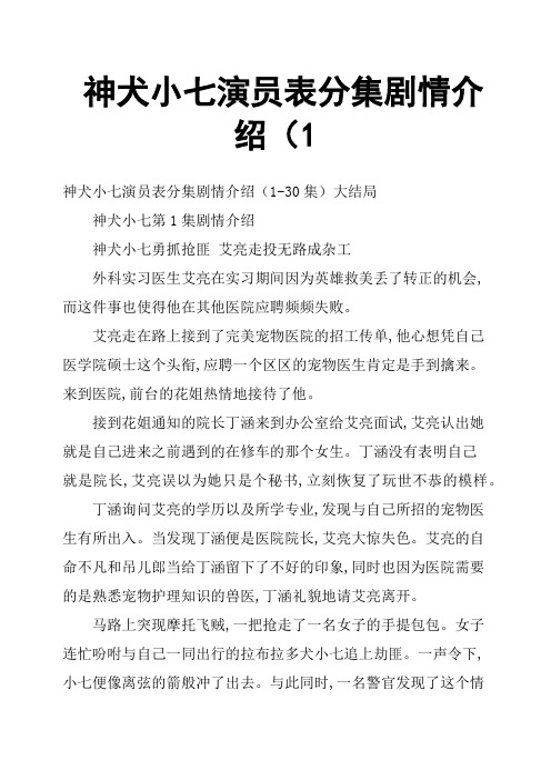 神犬小七演员表分集剧情介绍