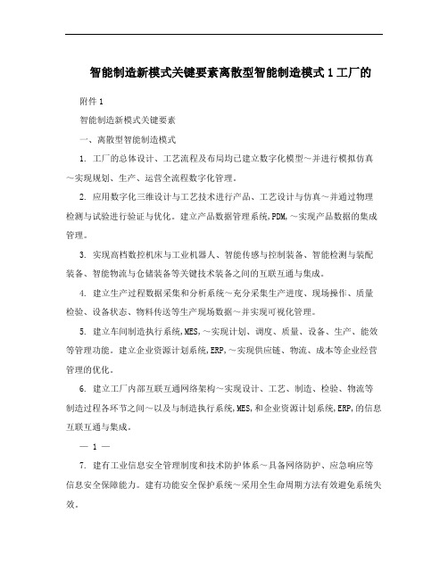 智能制造新模式关键要素离散型智能制造模式1工厂的