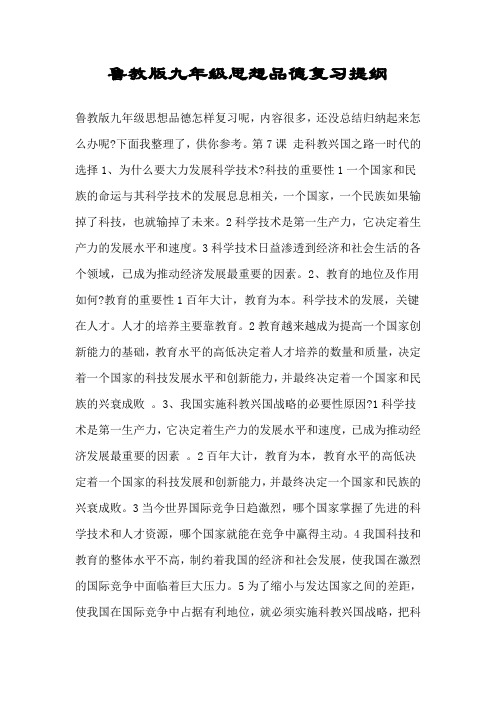 鲁教版九年级思想品德复习提纲模板.doc