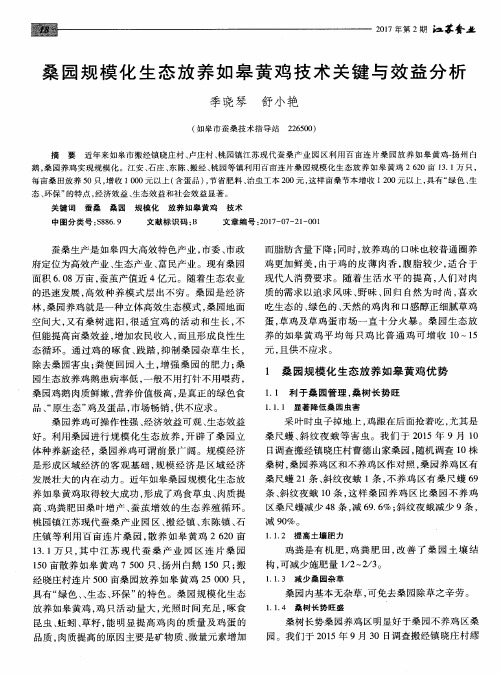 桑园规模化生态放养如皋黄鸡技术关键与效益分析