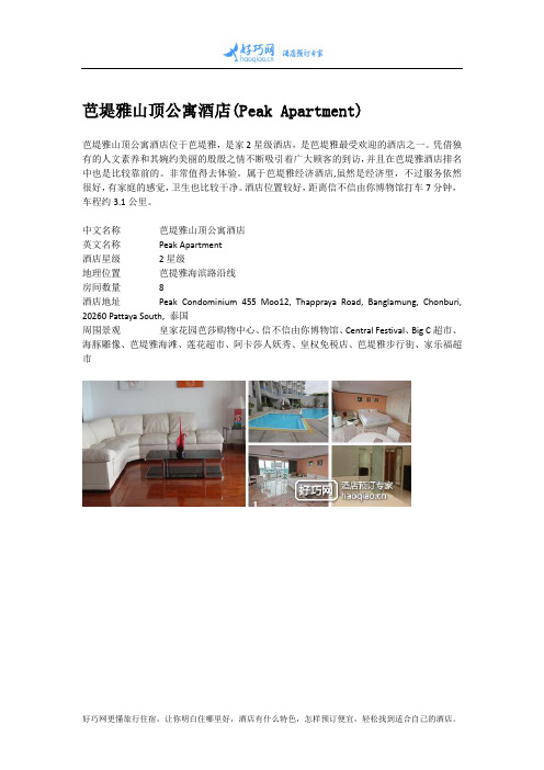 芭堤雅山顶公寓酒店(Peak Apartment)