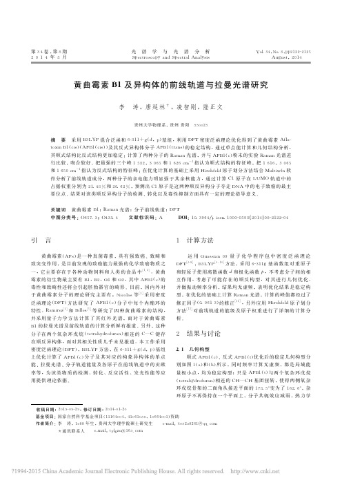 黄曲霉素B1及异构体的前线轨道与拉曼光谱研究_李涛