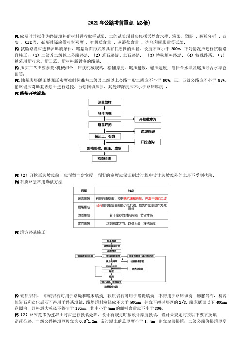 2021年二建《公路》 考点
