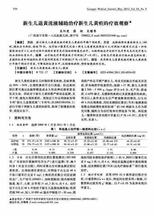 新生儿退黄洗液辅助治疗新生儿黄疸的疗效观察