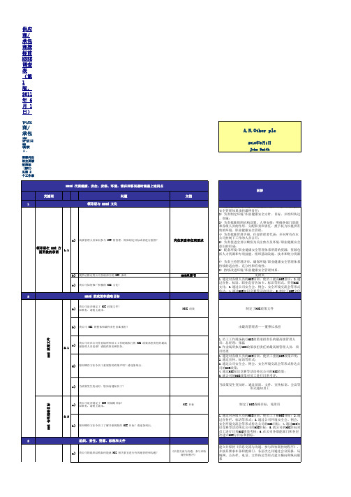 HSE供应商调查表(样稿)