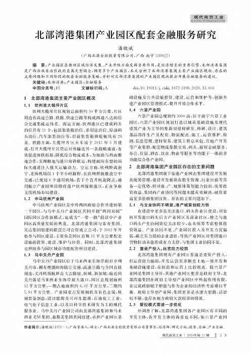 北部湾港集团产业园区配套金融服务研究