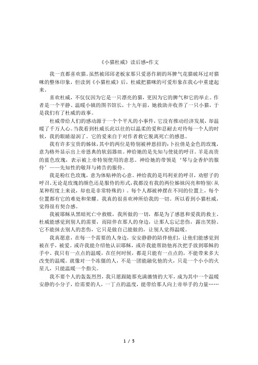 《小猫杜威》读后感-作文