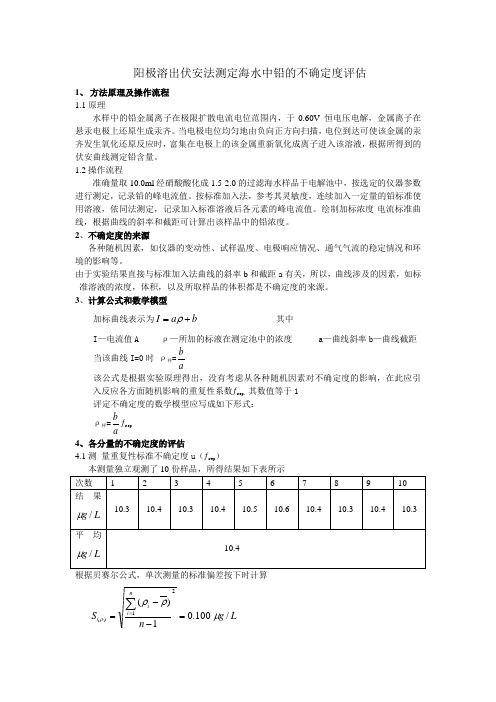 阳极溶出伏安法测定海水中铅的不确定度评估