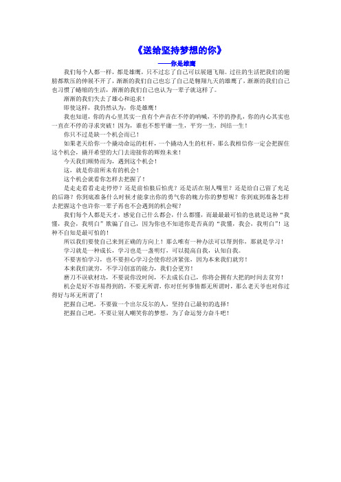 《送给坚持梦想的罗麦人》