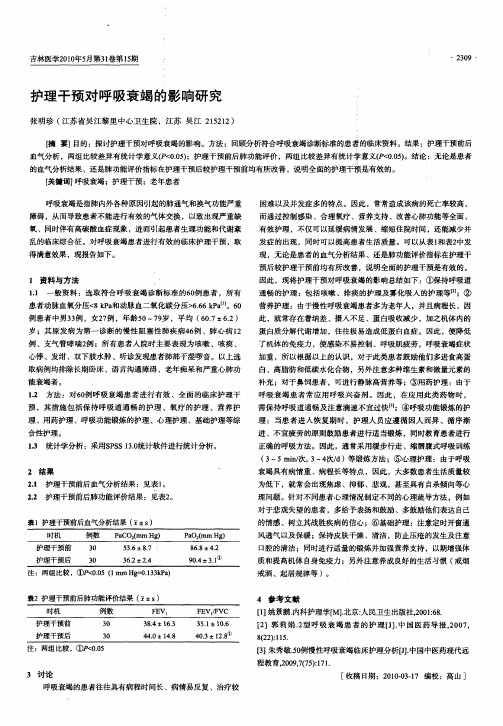 护理干预对呼吸衰竭的影响研究