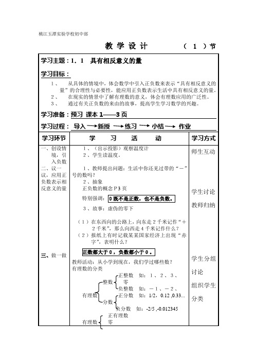 具有相反意义的量