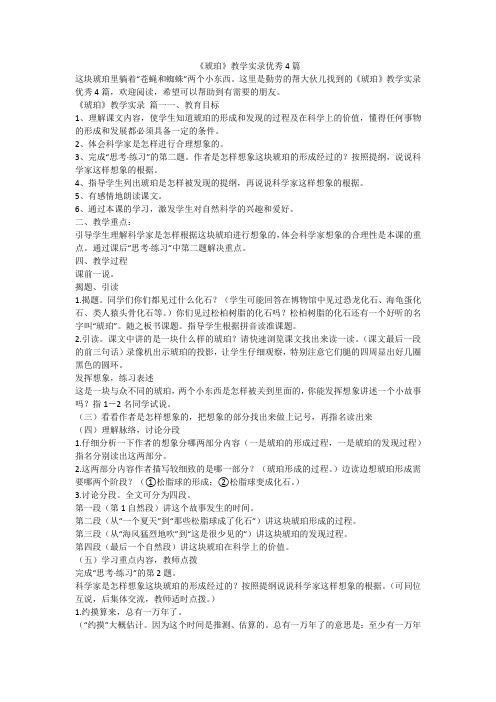 2023最新-《琥珀》教学实录优秀4篇
