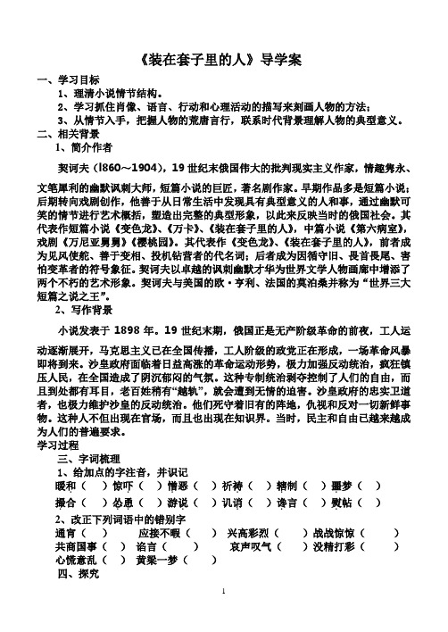 装在套子里的人导学案