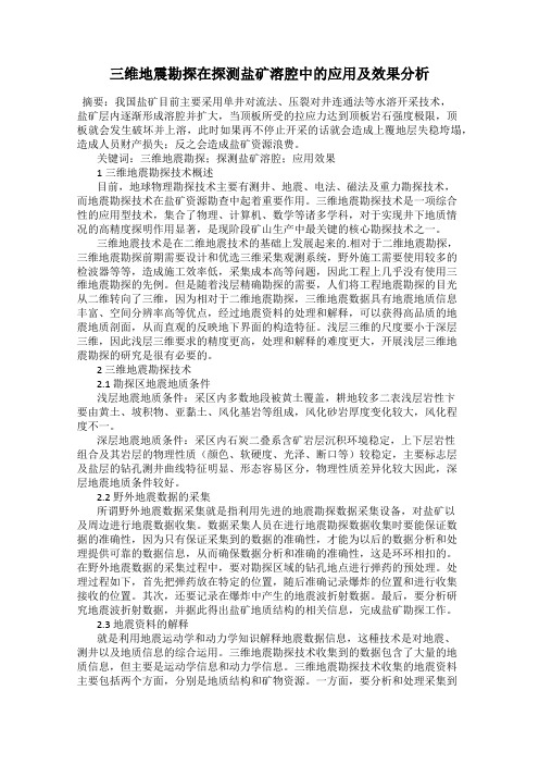三维地震勘探在探测盐矿溶腔中的应用及效果分析