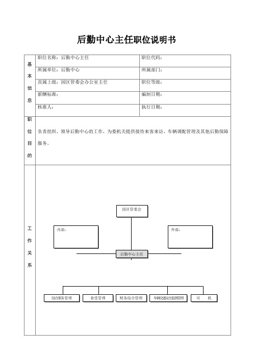 后勤中心-主任职位说明书