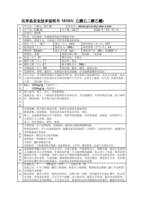 化学品安全技术说明书 MSDS( 乙酸乙二醇乙醚)