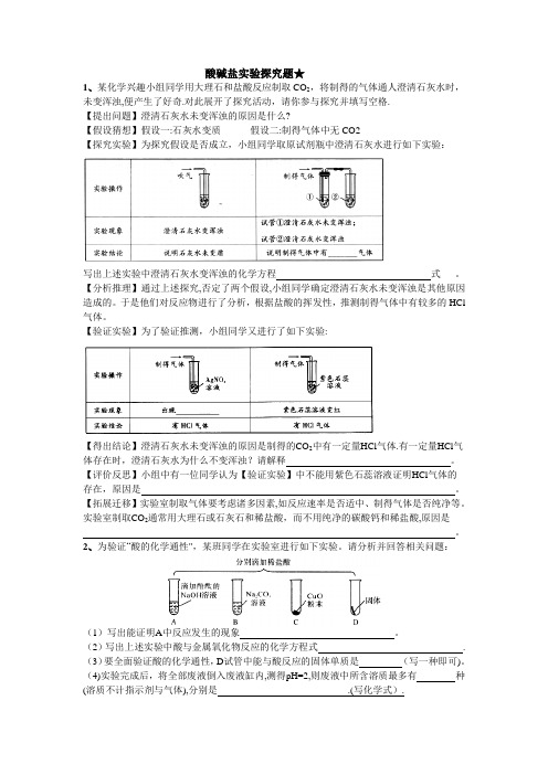 初中科学酸碱盐实验探究题附答案
