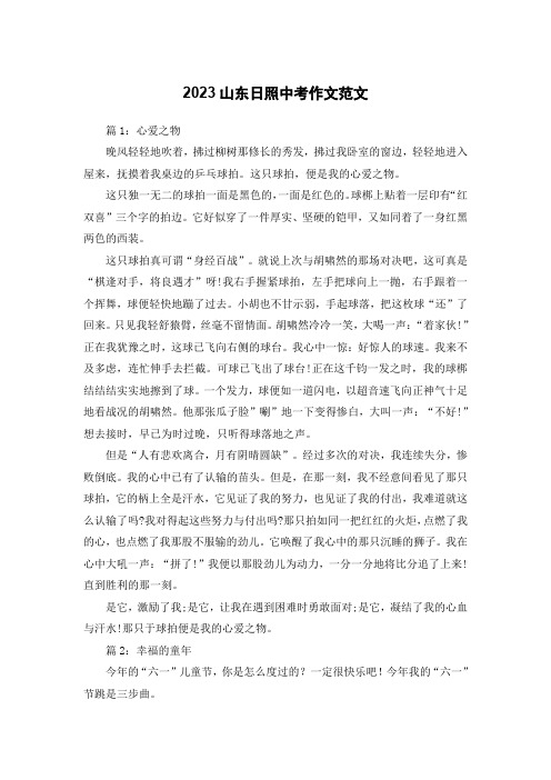 2023山东日照中考作文满分范文