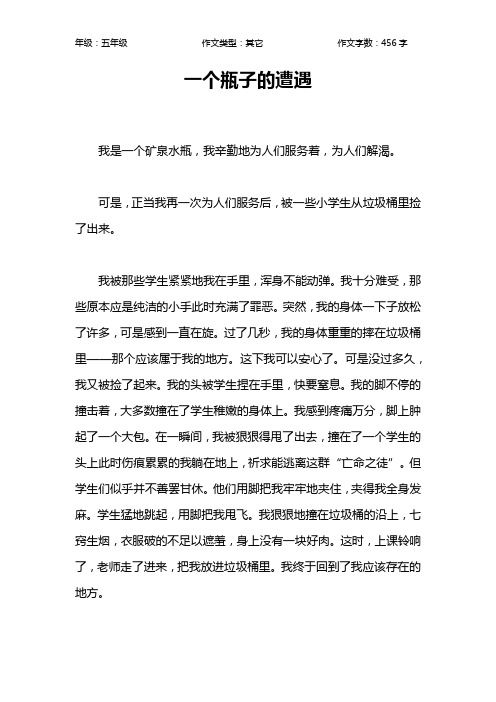 一个瓶子的遭遇作文【小学五年级500字】