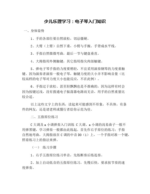 少儿乐理学习：电子琴入门知识
