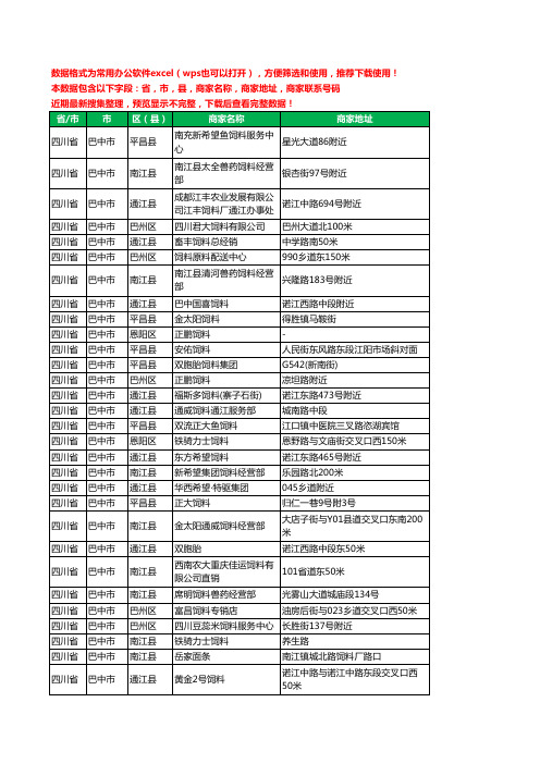2020新版四川省巴中市饲料工商企业公司商家名录名单黄页联系电话号码地址大全59家