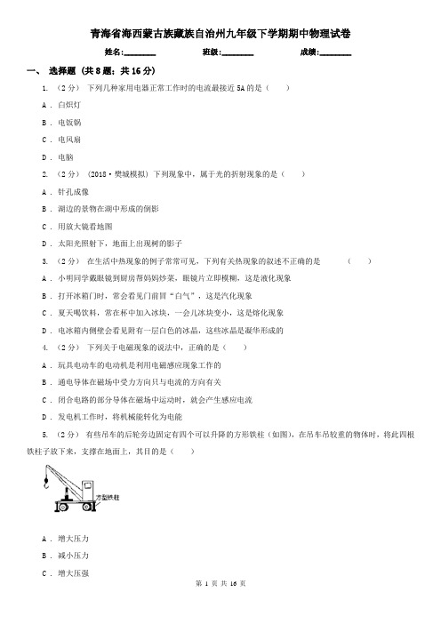 青海省海西蒙古族藏族自治州九年级下学期期中物理试卷